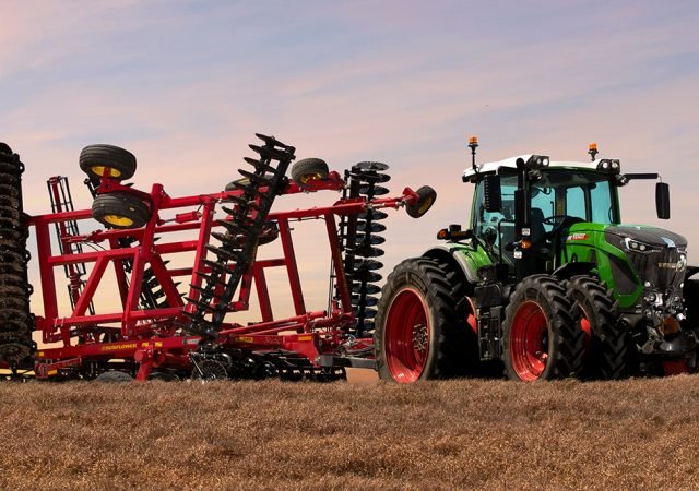 Fendt Tractor pulling Sunflower Tillage Equipment